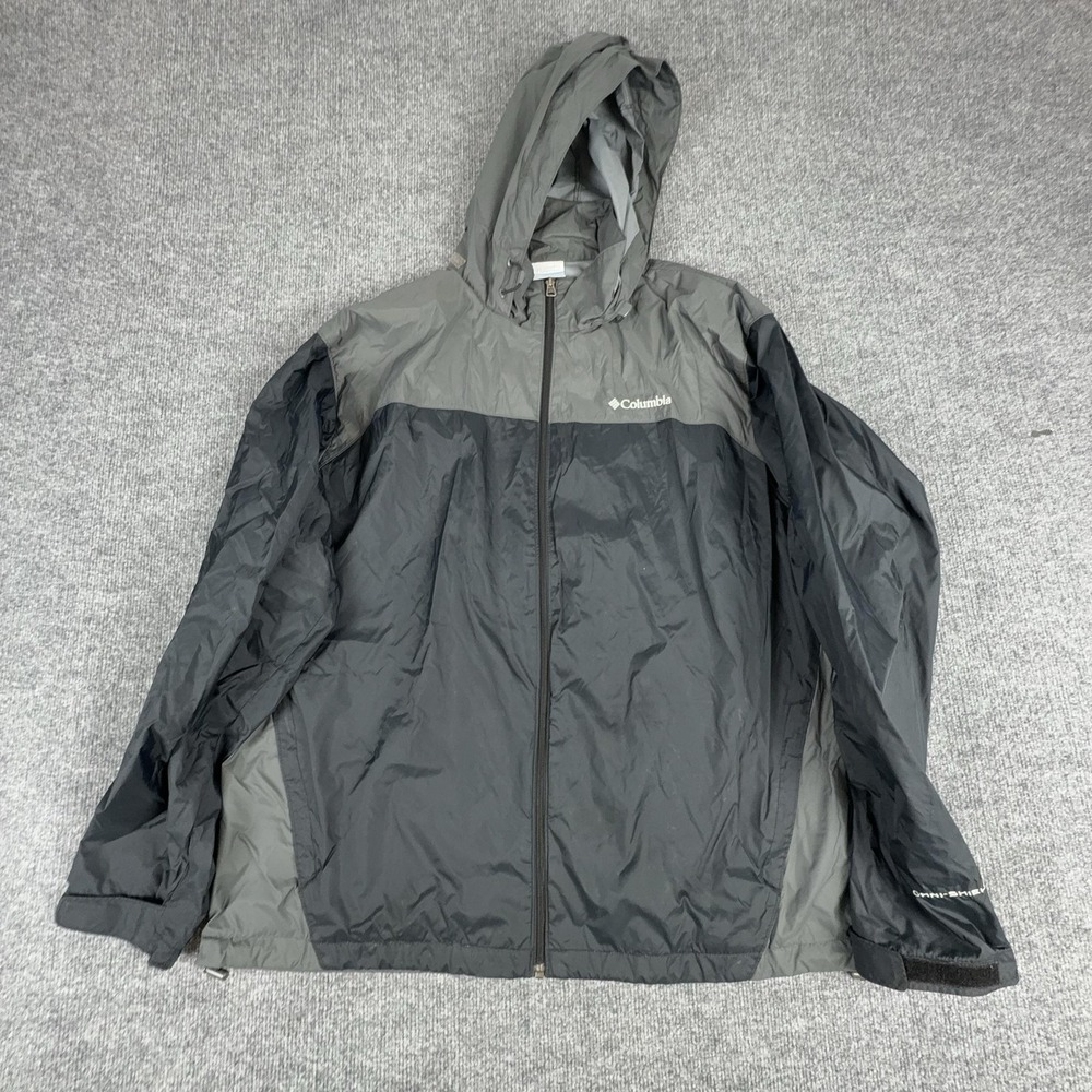 Columbia Jacket Mens XL Gray Omni-Shield Hooded Full Zip Windbreaker Lightweight